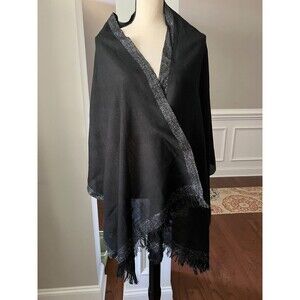 J. Crew Black Wool Blend Scarf/Shawl w/ Metallic Trim NWT